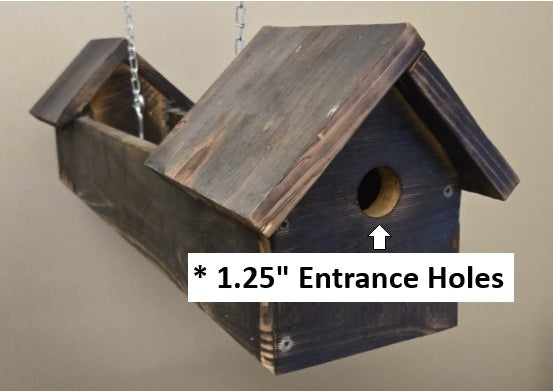Amish Handmade Hanging Birdhouse + Planter Combo 2 Nesting Compartments Bird Lovers Rustic Birdhouse Flower Planter Outdoor Decor Garden