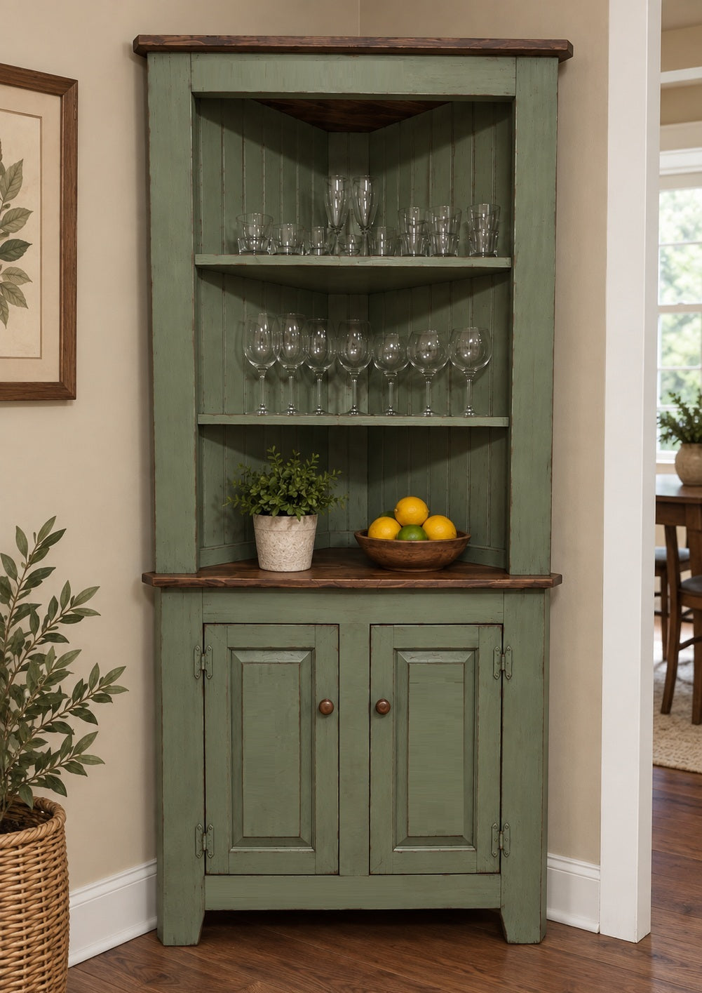 Corner Cabinet - Multipurpose Amish Handmade Large Cabinet - Farmhouse - Primitive Jelly Cabinet - Cupboard - Storage - Case Goods - Home