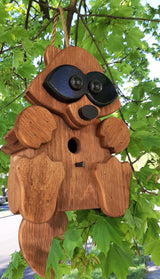Hanging Racoon Bird House - 1 Nesting Compartments - Amish Handmade - Birdhouse Outdoor