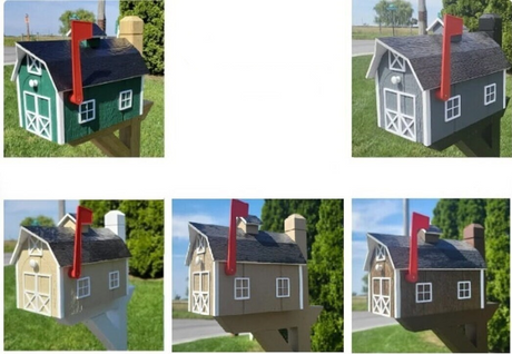 Dutch Barn Mailbox Amish Handmade Wooden - Color Options - Barn Mailboxes Wood
