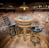 Barrel Bar Table - Amish Handmade - Counter Table - Bar Chairs - Farmhouse Furniture - Swivel Chairs - Bar Table - Whiskey Barrel - Rustic