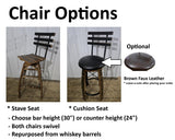 Barrel Bar Table - Amish Handmade - Counter Table - Bar Chairs - Farmhouse Furniture - Swivel Chairs - Bar Table - Whiskey Barrel - Rustic