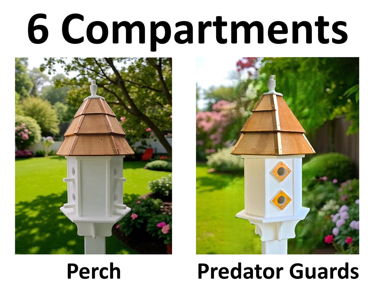 Amish Handmade Cedar Birdhouse – Small Decorative Outdoor Bird House with 2–8 Holes – Maintenance-Free Gift for Bird Lovers - Poly - Outdoor