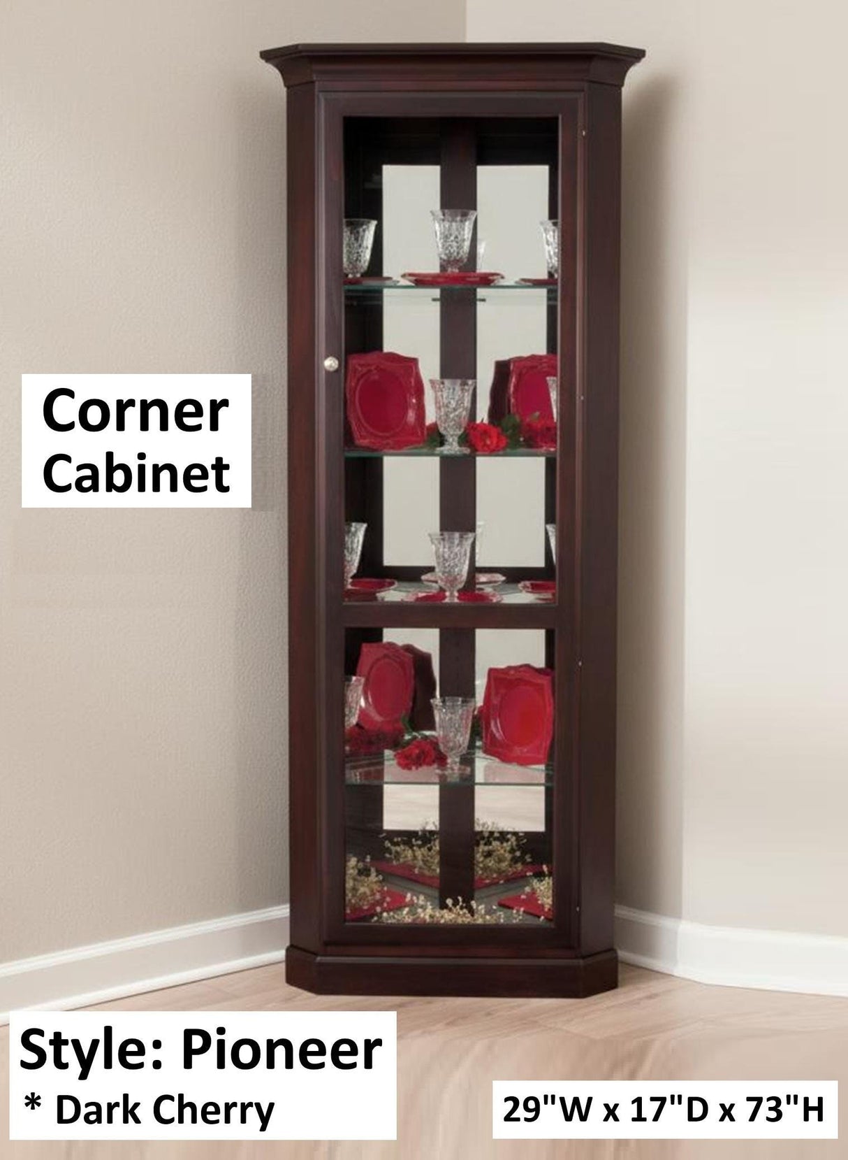 Amish Handmade Glass Cabinet - Glass Display Cabinet - Tall Curio Cabinet - China Display -Modern Home Decor - Multipurpose Cabinet - Rustic