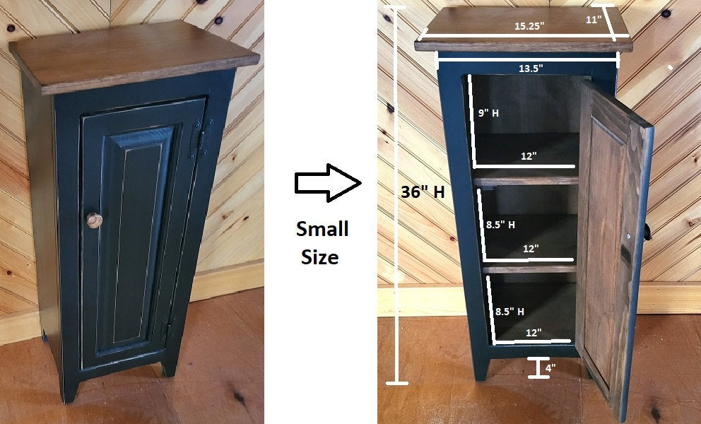 Pantry Cabinet - Amish Furniture - Farmhouse Jelly Cabinet - Kitchen - Rustic Chimney Cabinet - Home Décor- Amish Handmade - Rustic Cupboard