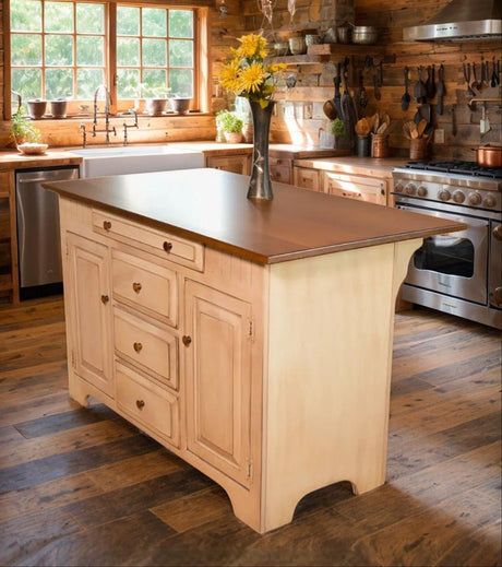 Kitchen Island - Amish Handmade - Multipurpose Cabinet - Primitive - Storage - Kitchen Cabinet - Rustic- Case Goods - Home - Fully Assembled