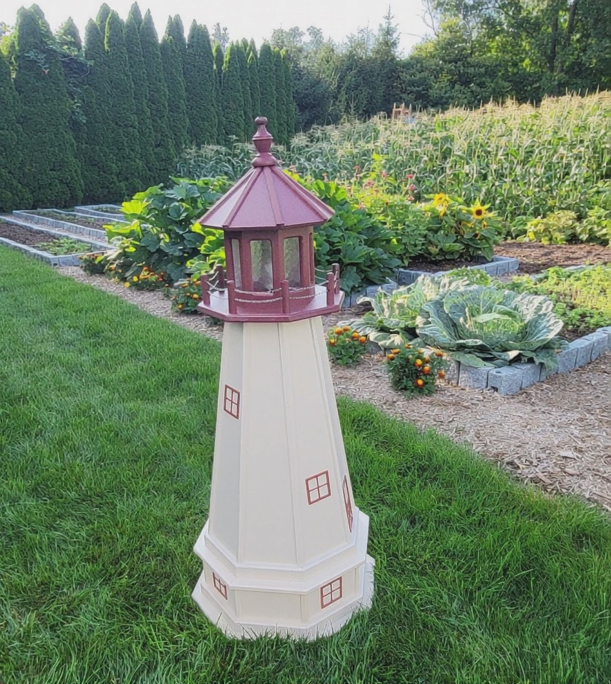 Cape May Lighthouse - Solar - Amish Made - Landmark Replica - Backyard Decor