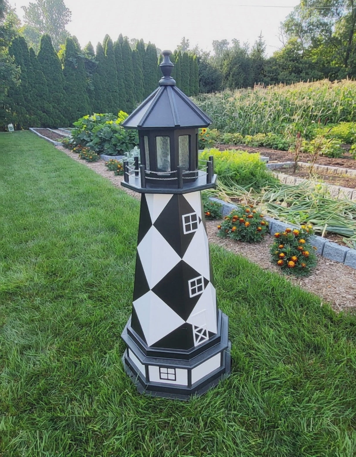 Cape Lookout Lighthouse - Solar - Amish Made - Landmark Replica - Backyard Decor