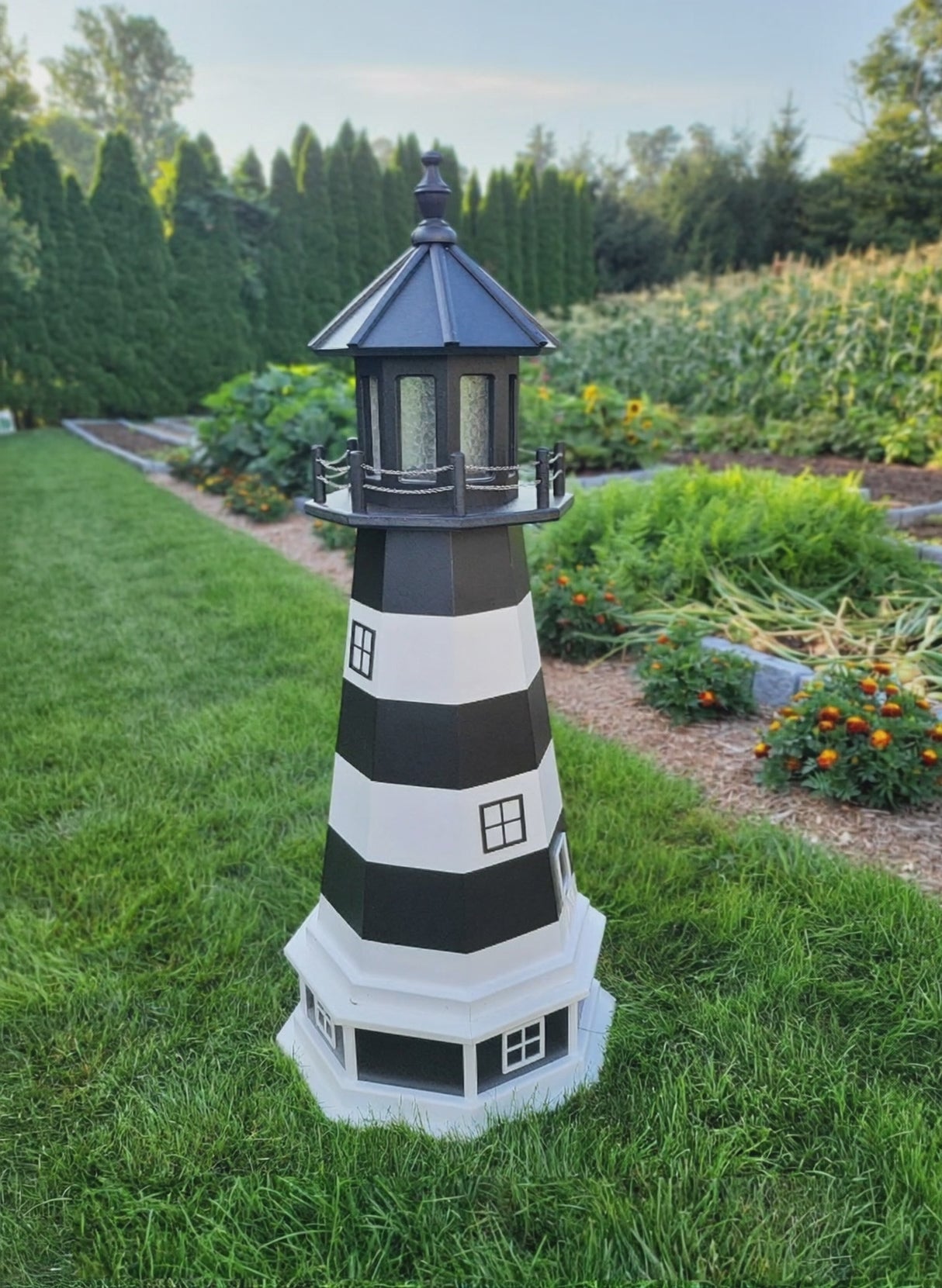 Bodie Island Solar Lighthouse - Garden Decor - Handcrafted - Amish Made - Landmark Replica