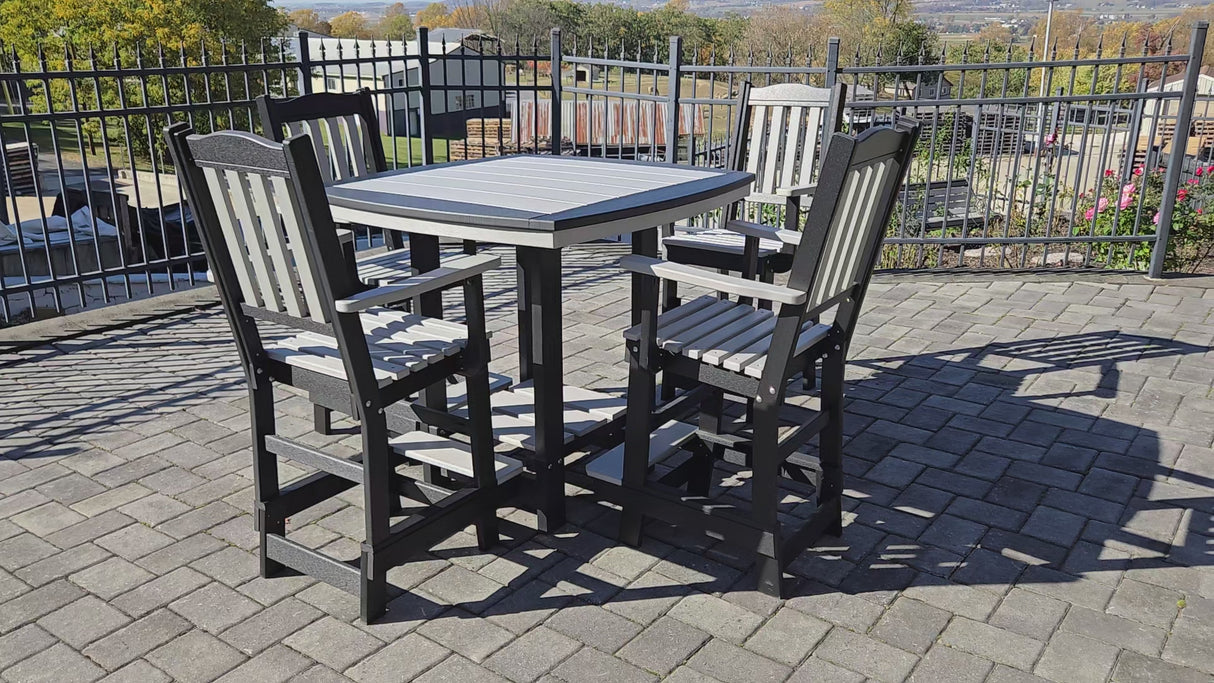 Amish Handmade Patio Set - 4 Footrest Chairs and Table - Adirondack - Pub Table - Outdoor Dining Table Set - Amish Chair Set - Furniture Set