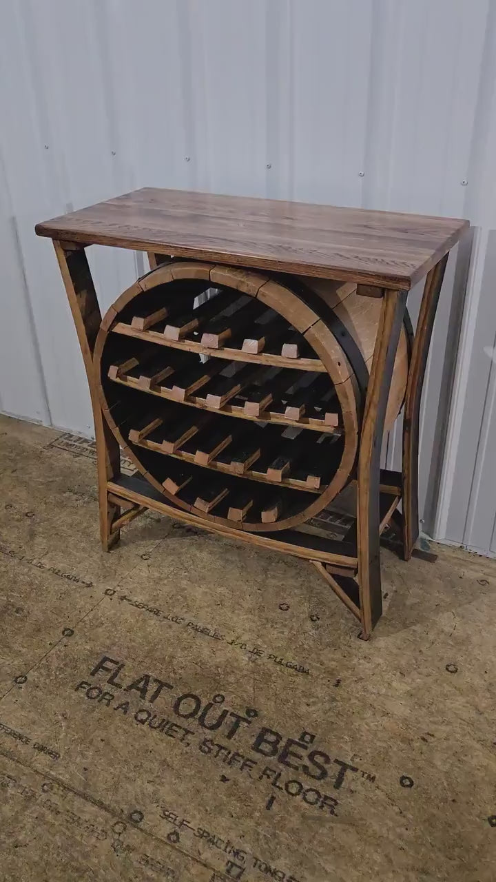 Whiskey Barrel Wine Rack - Amish Handmade - Liquor Cabinet - Furniture - Wooden Bottle Holder - Barrel - Wine Barrel - Whiskey Odor - Rustic