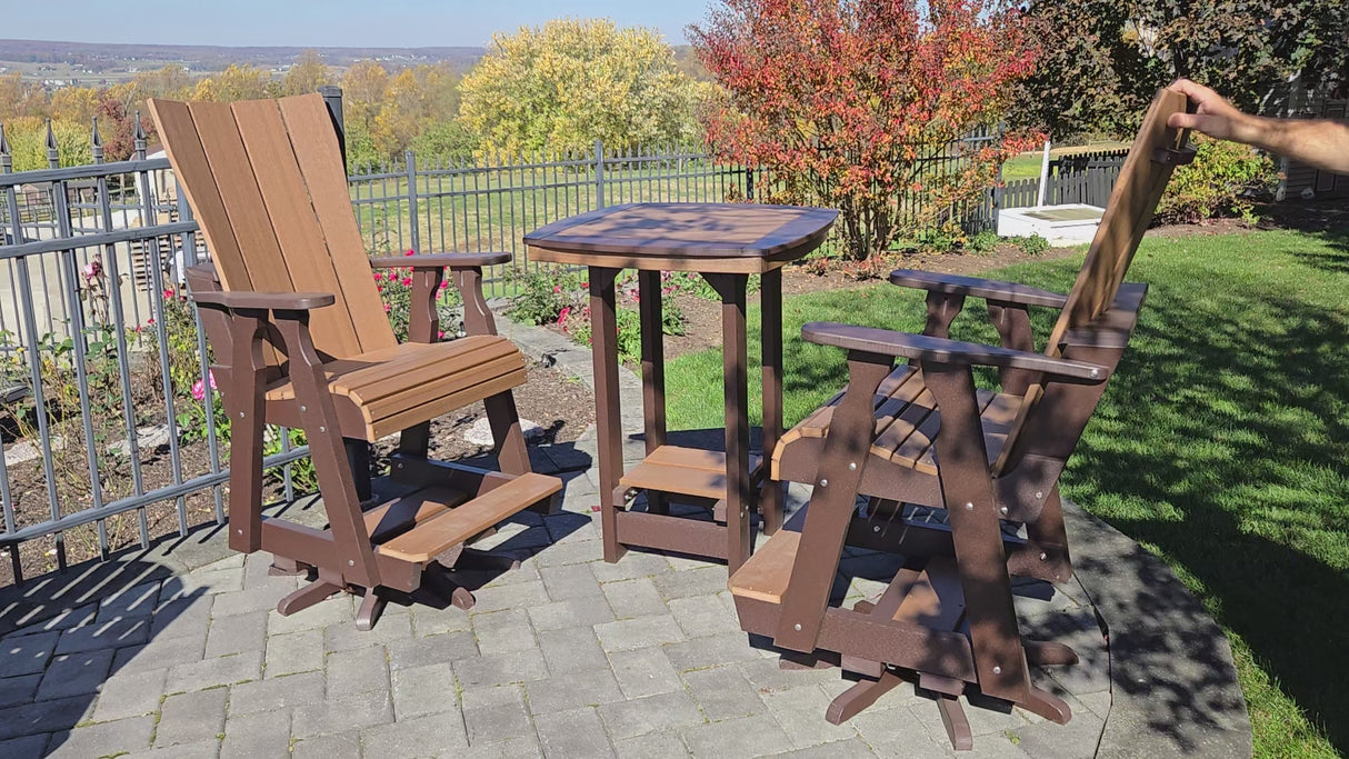 Amish Handmade Patio Set - 2 Swivel Chairs and Table - Adirondack - Pub Chairs - Outdoor Dining Table Set - Amish Chair Set - Furniture Set
