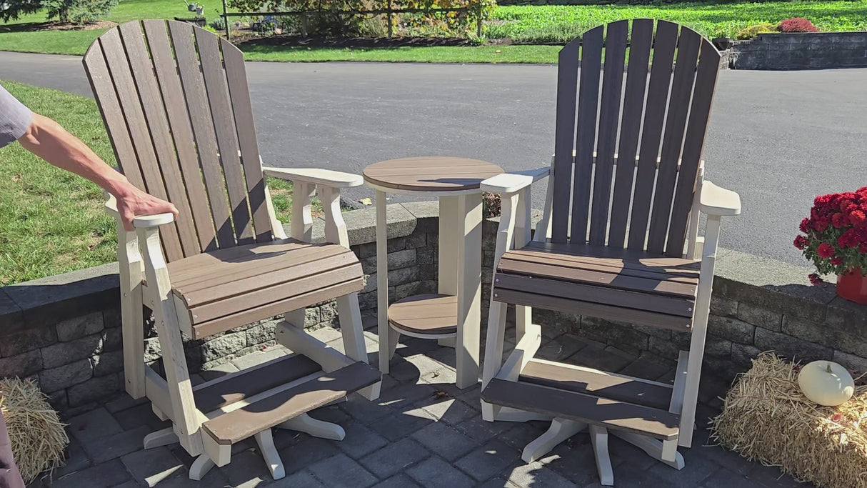 Amish Handmade Patio Set - 2 Swivel Chairs and Table - Adirondack - Pub Table - Outdoor Dining Table Set - Amish Chair Set - Furniture Set