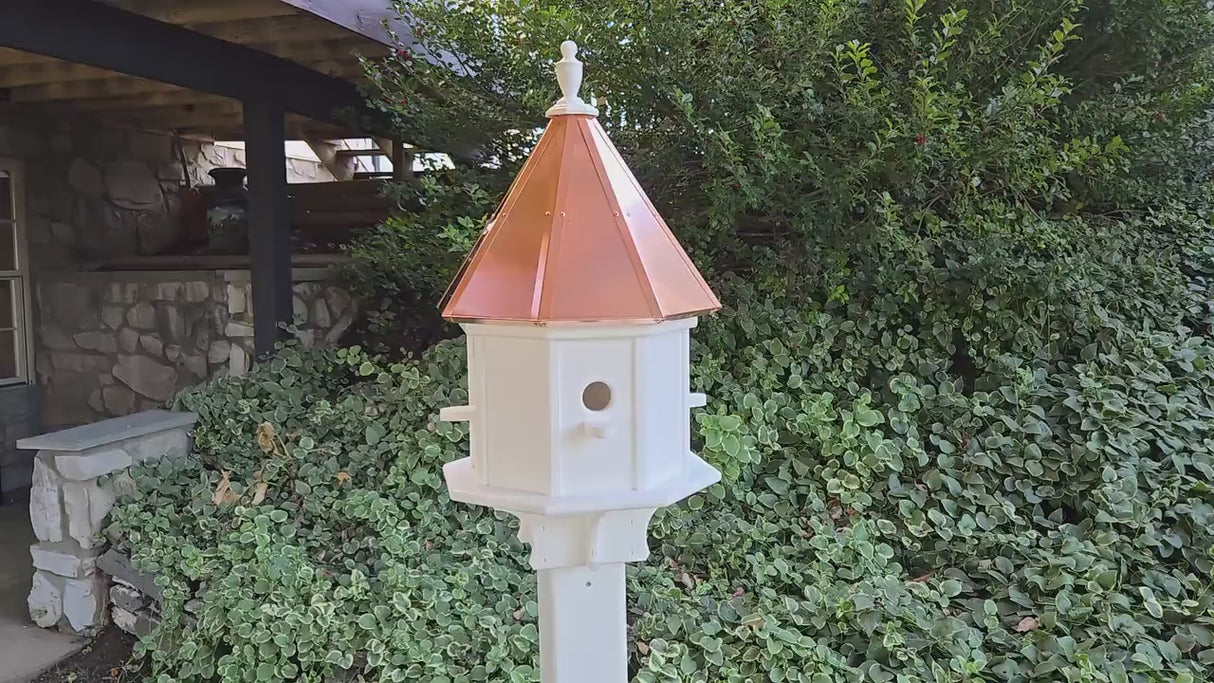 4 Hole Birdhouse With Copper Roof Amish Handmade, Nesting, Weather Resistant Birdhouses, Bird Lovers, Poly