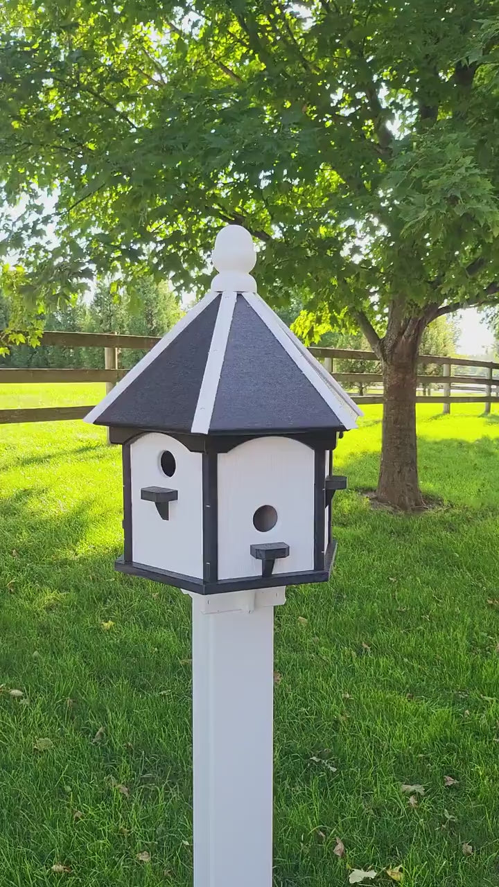 X-Large Bird House - 6 Nesting Compartments - Amish Handmade - Weather Resistant - Made of Poly Lumber - Birdhouse Outdoor