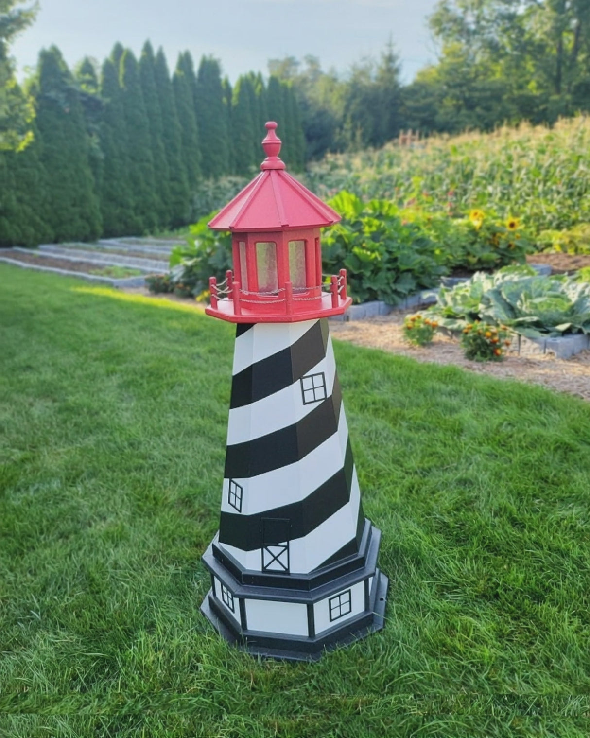 St Augustine Lighthouse - Solar - Amish Made - Landmark Replica - Backyard Decor