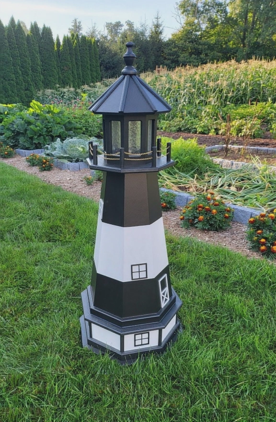 Tybee Island Solar Lighthouse - Amish Handmade - Landmark Replica - Lawn Lighthouse