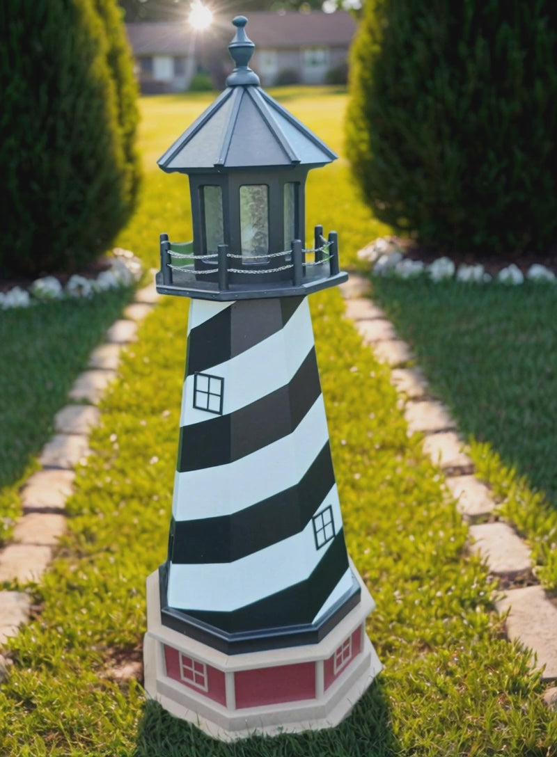 Lighthouse Decor Yard Garden Decoration Outdoor Landscape Cape Hatteras Solar Amish Made Landmark Replica Outdoor Lighthouse