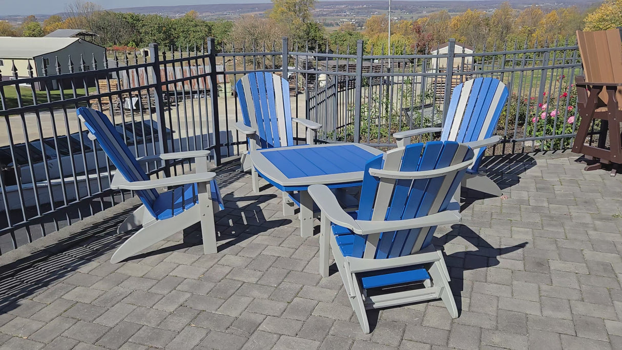 Amish Handmade Patio Set - 4 Footrest Chairs and Table - Adirondack - Pub Table - Outdoor Dining Table Set - Amish Chair Set - Furniture Set