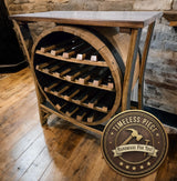 Whiskey Barrel Wine Rack - Amish Handmade - Liquor Cabinet - Furniture - Wooden Bottle Holder - Barrel - Wine Barrel - Whiskey Odor - Rustic