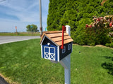 Amish Mailbox - Handmade - Barn Style - Wooden - Tall Prominent Sturdy Flag - Cedar Shake Shingles Roof- Amish Outdoor Mailbox Color Options